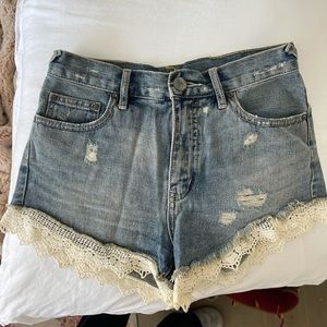 Free People lace trim shorts